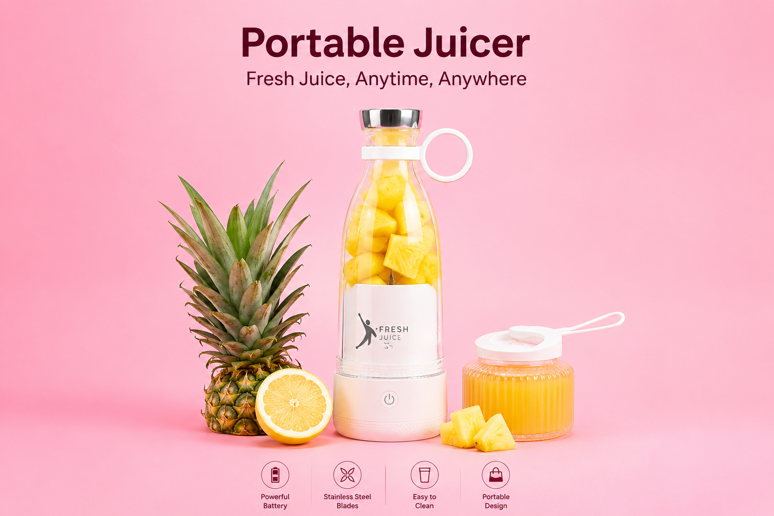 Smoothie Machine Electric Household juice maker Wireless Rechargeable Usb Mini Hand Portable Fruit Blender - Image 3