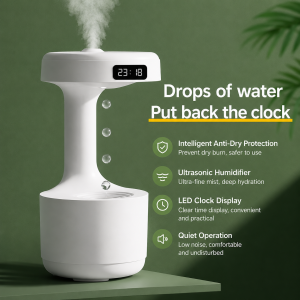 Antigravity Bubble Humidifiers Cool Mist Humidifier Digital Display 800ml Portable Ultrasonic Anti Gravity Water Drop Humidifier