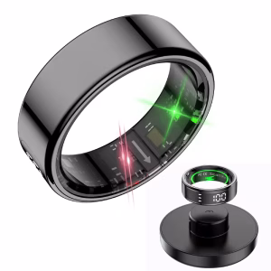 R11 Smart Ring with Display Screen and Touch Health Manager Wireless Charging Fitness Ring 5 ATM Waterproof for Android & iOS